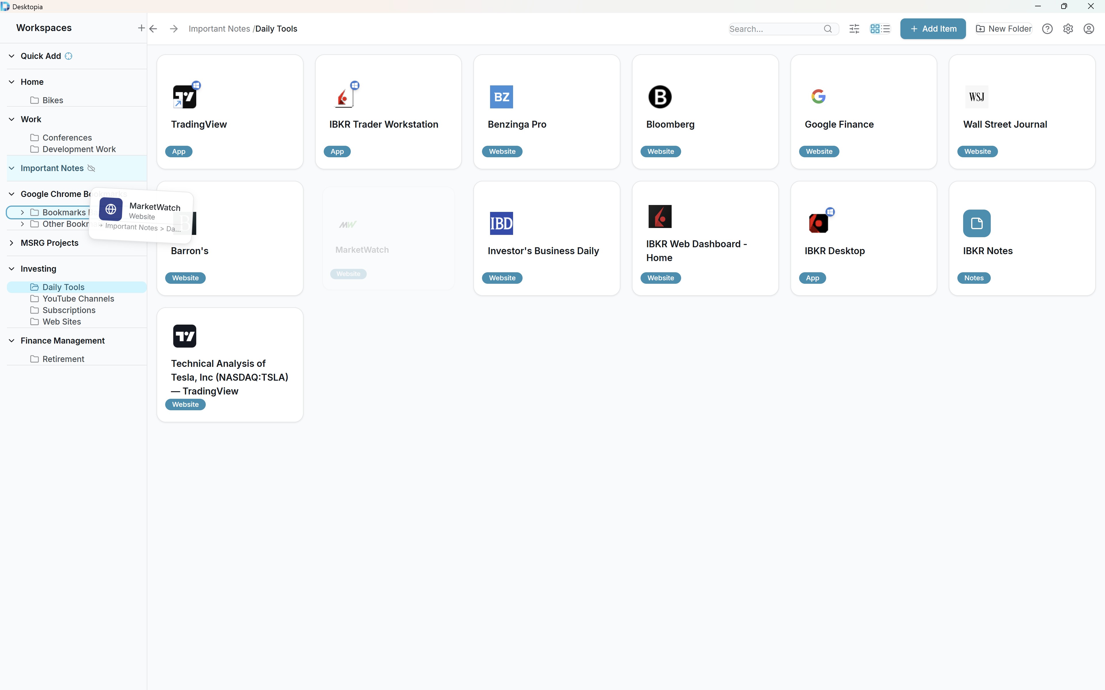Desktopia — Organization