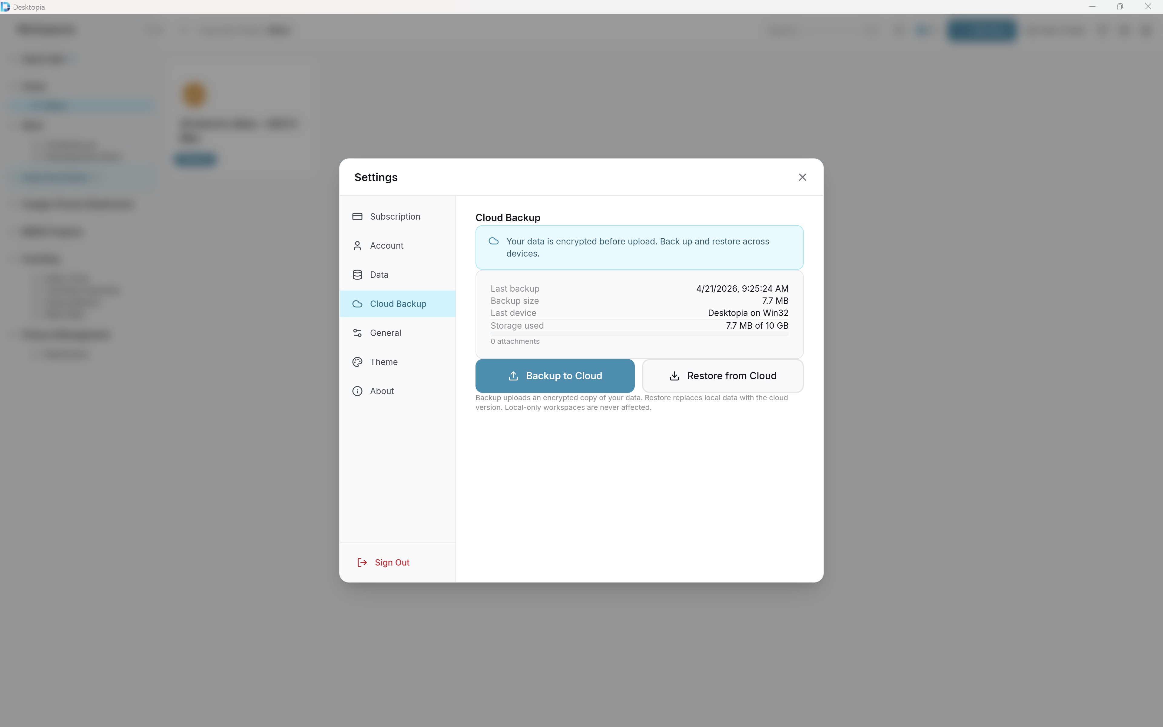Desktopia — Privacy-First Sync